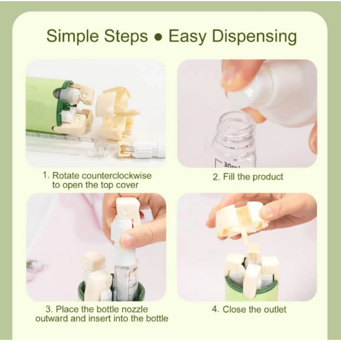 Four-in-One Travel Dispenser Bottle